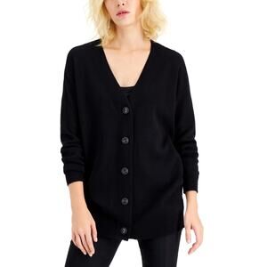 Alfani Black Button Up Front Classic Work Cardigan Layering Casual Size S Small